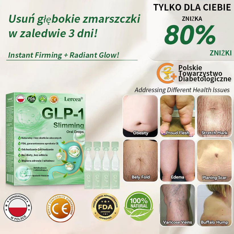 Widoczne rezultaty w 7 dni 🏆 | Lercea® GLP-1 Doustny Roztwór Odchudzający – 🌈 Otyłość, Choroby Sercowo-Naczyniowe, Cukrzyca, Bezdech Senny, Problemy ze Stawami i nie tylko