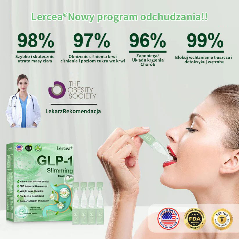 Widoczne rezultaty w 7 dni 🏆 | Lercea® GLP-1 Doustny Roztwór Odchudzający – 🌈 Otyłość, Choroby Sercowo-Naczyniowe, Cukrzyca, Bezdech Senny, Problemy ze Stawami i nie tylko