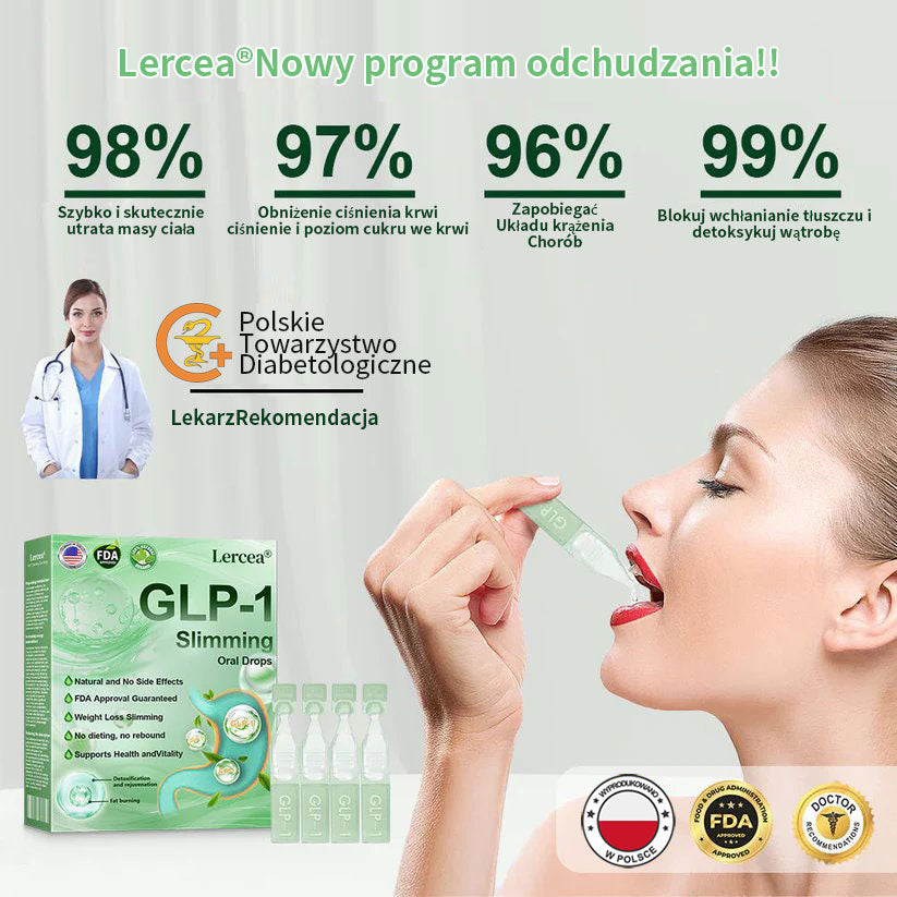 Widoczne rezultaty w 7 dni 🏆 | Lercea® GLP-1 Doustny Roztwór Odchudzający – 🌈 Otyłość, Choroby Sercowo-Naczyniowe, Cukrzyca, Bezdech Senny, Problemy ze Stawami i nie tylko